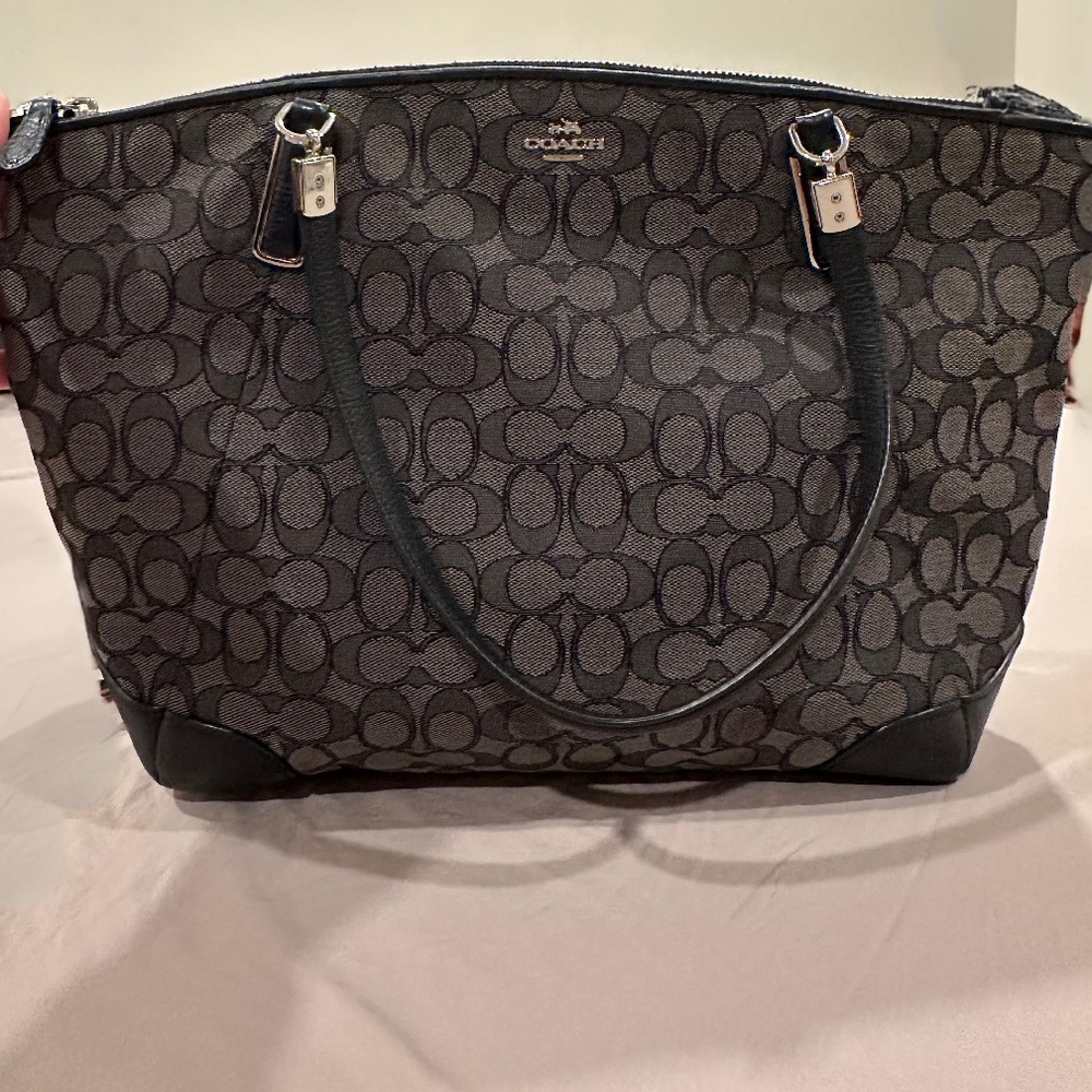Coach Charcoal and Black Signature Tote